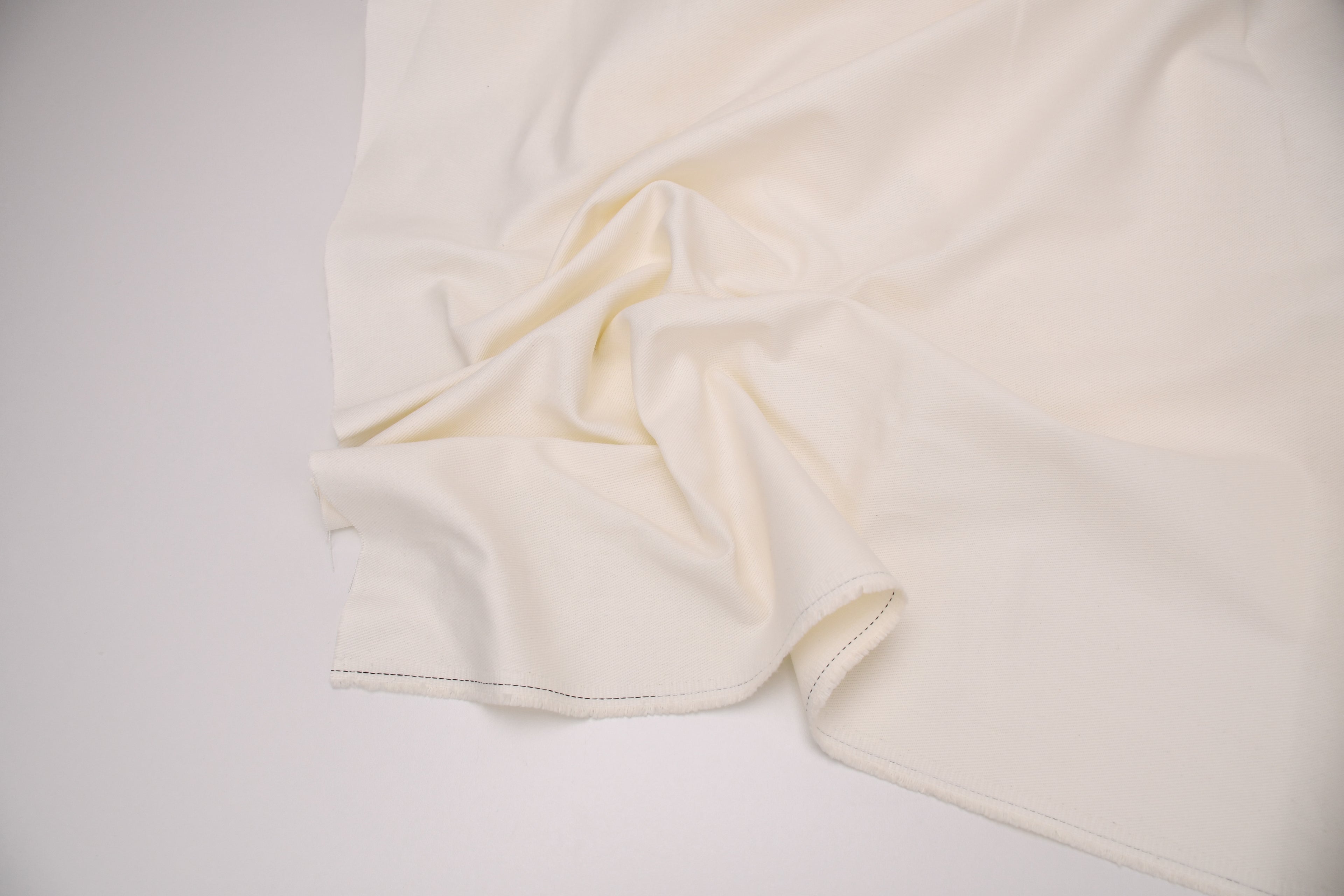 100% Cotton Bull Denim Fabric - Off White