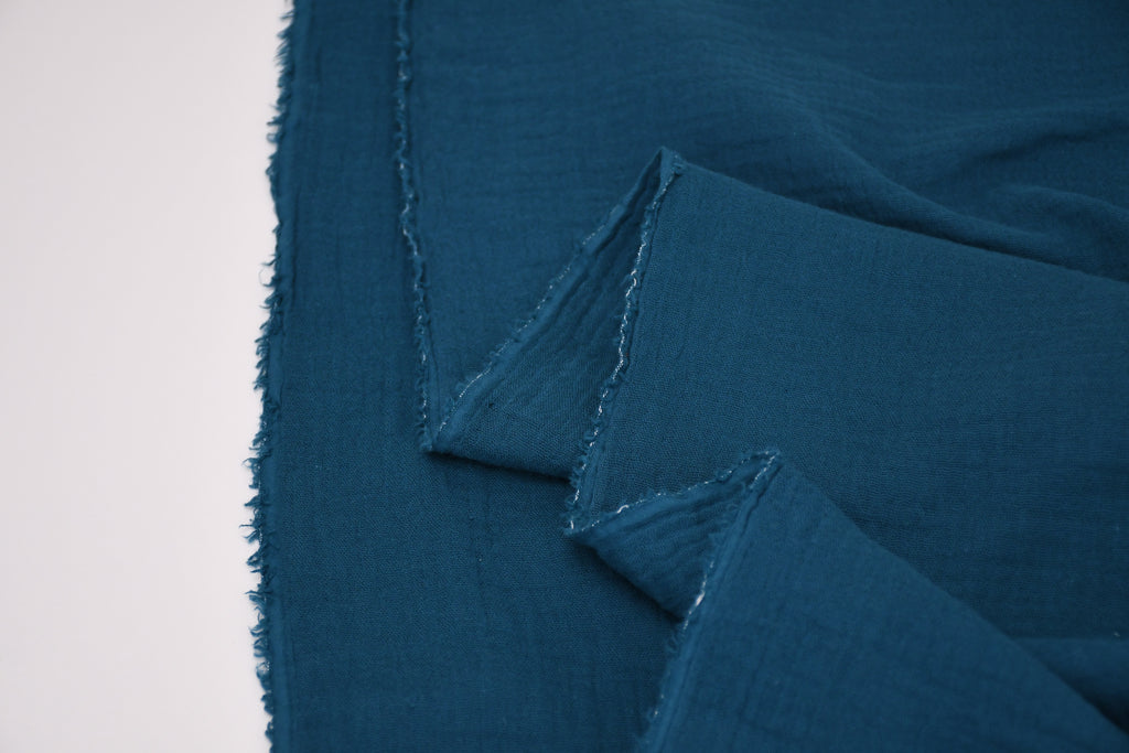 100% Cotton Double Gauze Muslin Fabric -  Petrol