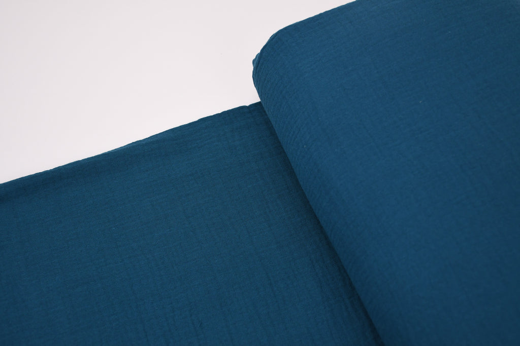 100% Cotton Double Gauze Muslin Fabric -  Petrol