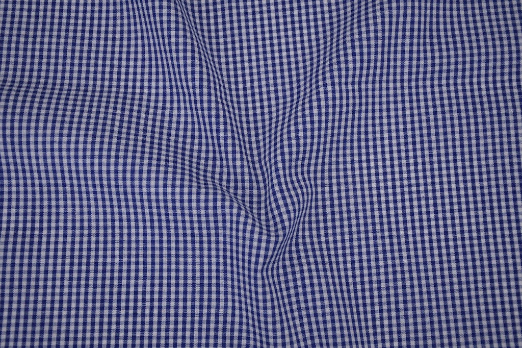 Gingham Checks Yarn-Dyed Cotton Fabric -  Royal Indigo