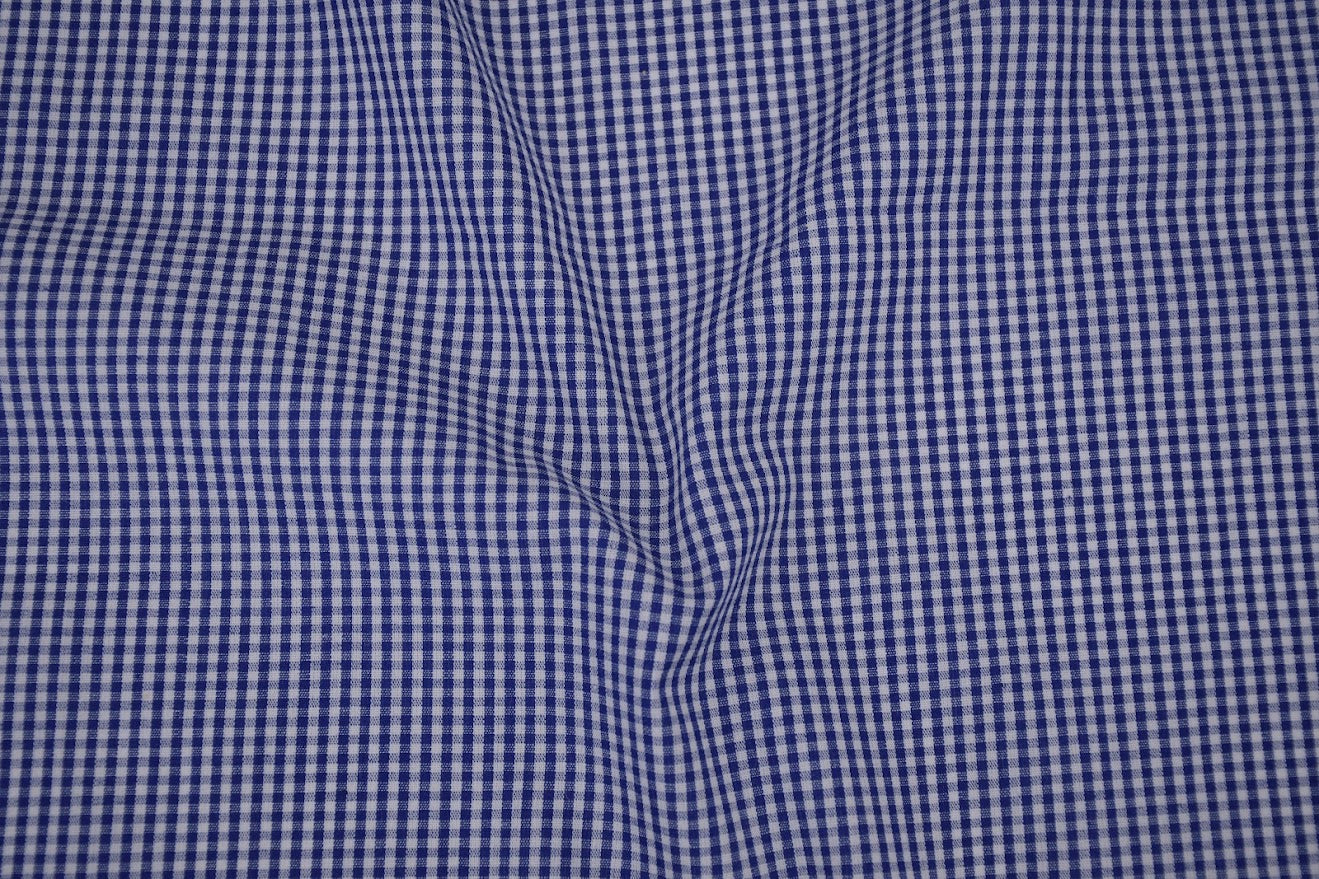 Gingham Checks Yarn-Dyed Cotton Fabric -  Royal Indigo