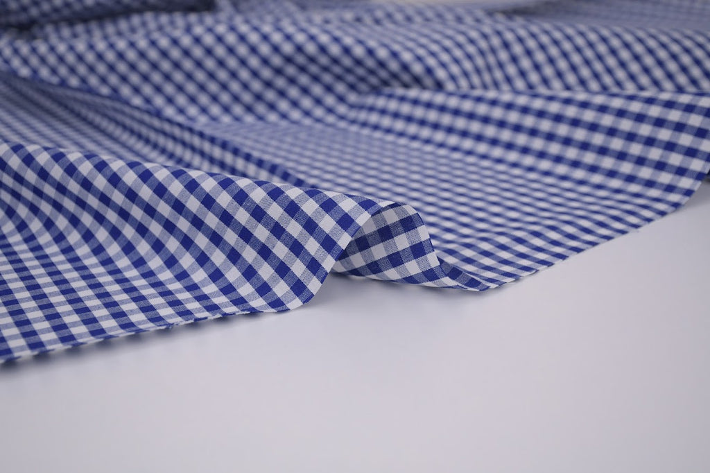 Gingham Checks Yarn-Dyed Cotton Fabric -  Royal Indigo