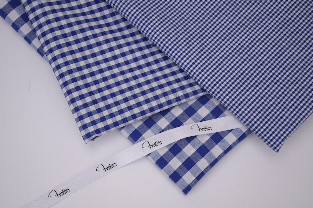 Gingham Checks Yarn-Dyed Cotton Fabric -  Royal Indigo