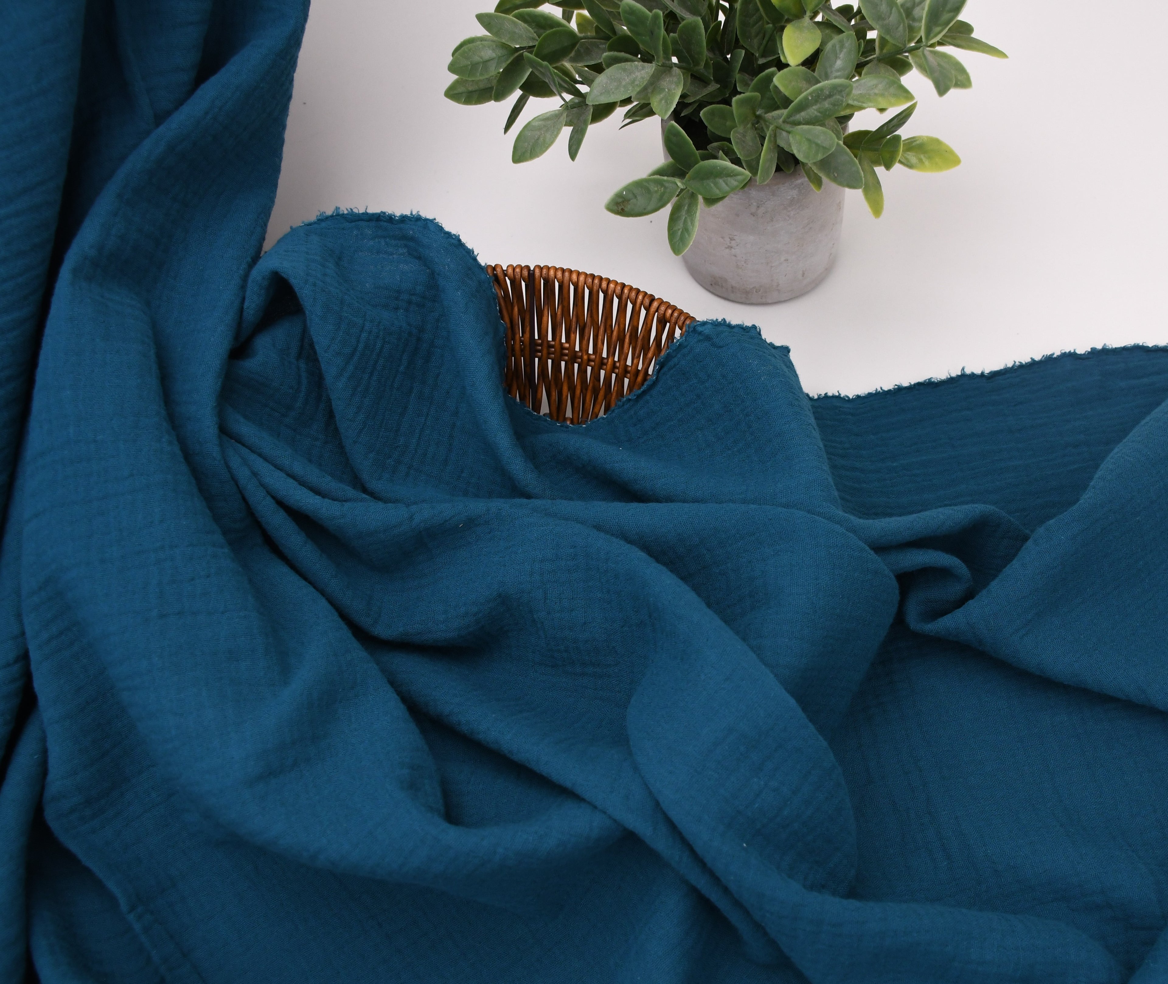 100% Cotton Double Gauze Muslin Fabric -  Petrol