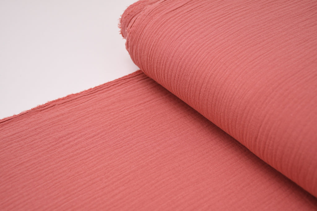 100% Cotton Double Gauze Muslin Fabric - Coral Pink