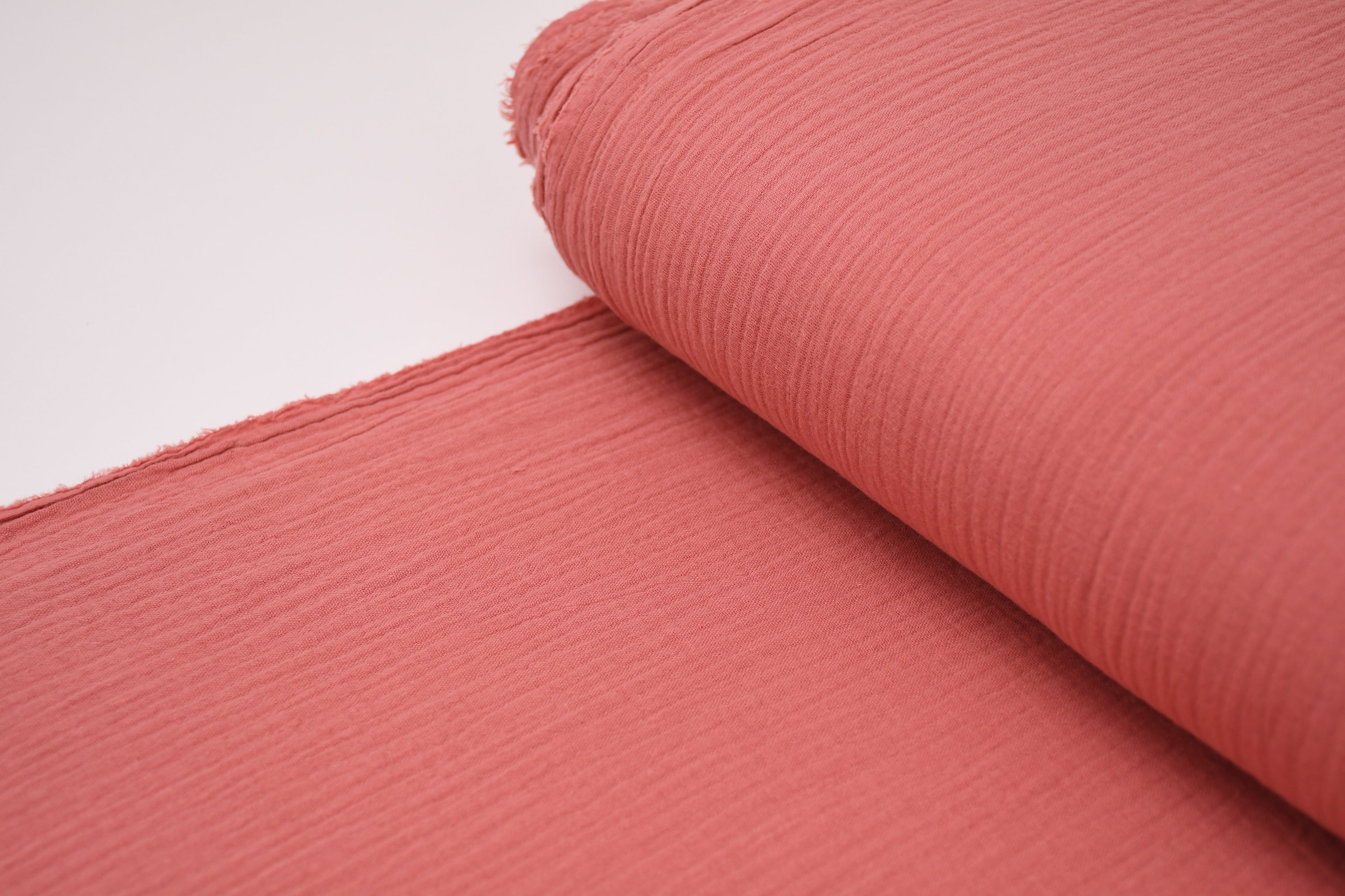 100% Cotton Double Gauze Muslin Fabric - Coral Pink