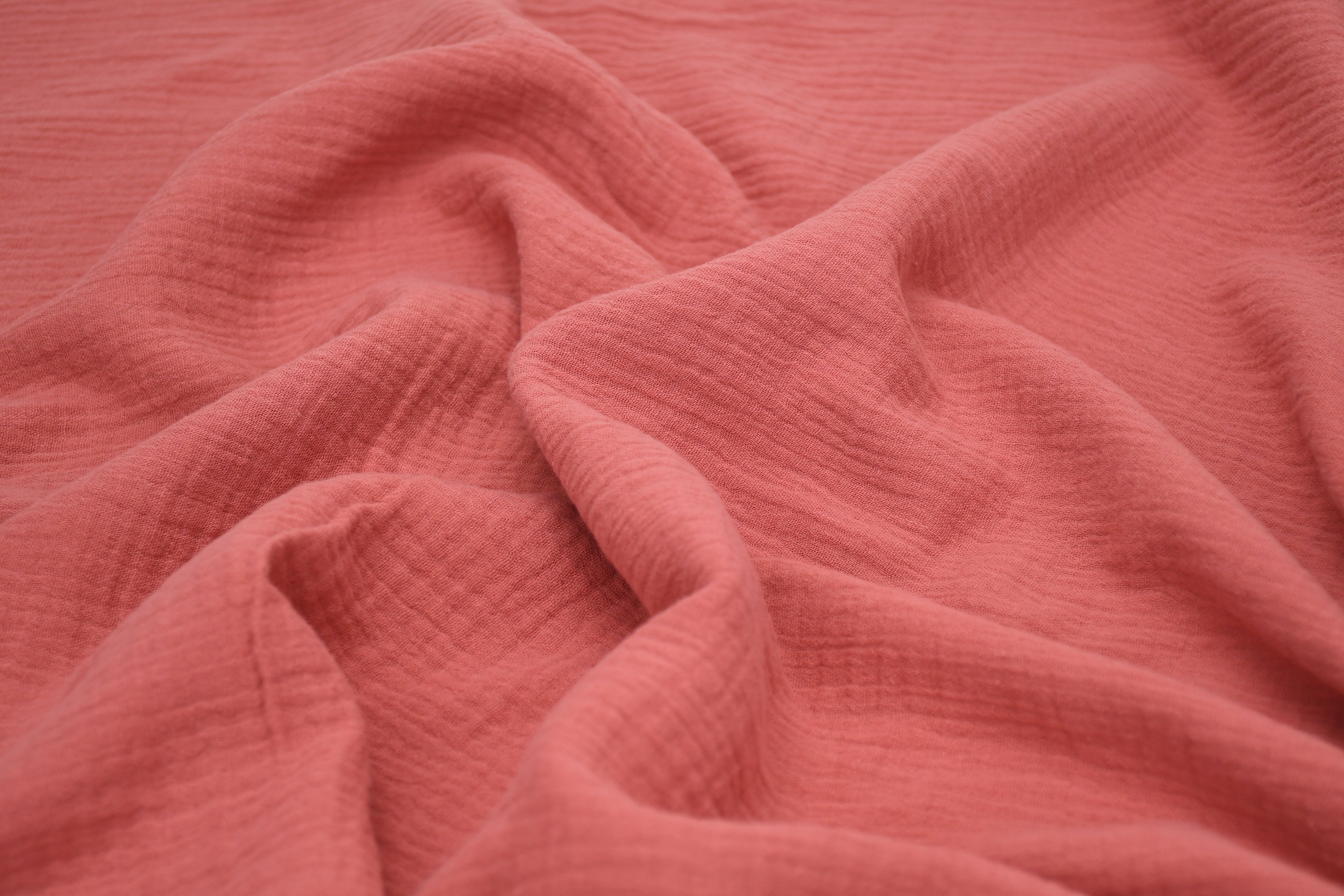 100% Cotton Double Gauze Muslin Fabric - Coral Pink