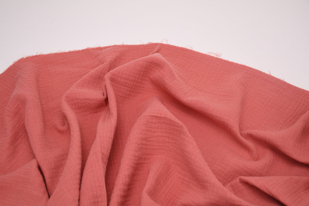100% Cotton Double Gauze Muslin Fabric - Coral Pink