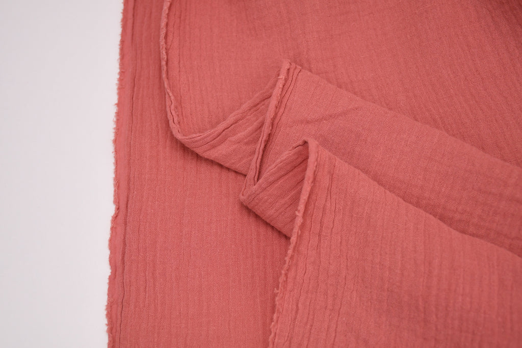 100% Cotton Double Gauze Muslin Fabric - Coral Pink