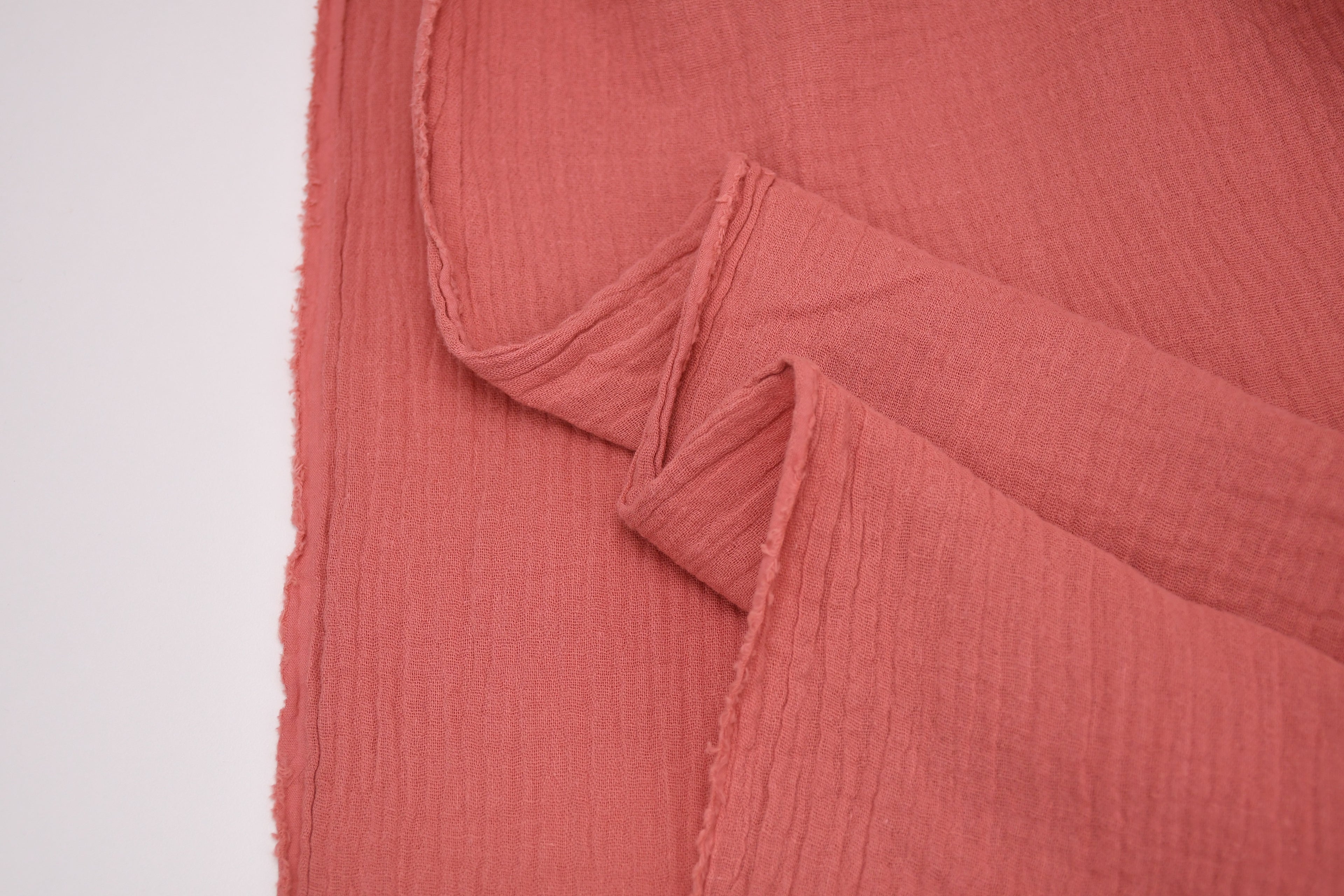100% Cotton Double Gauze Muslin Fabric - Coral Pink