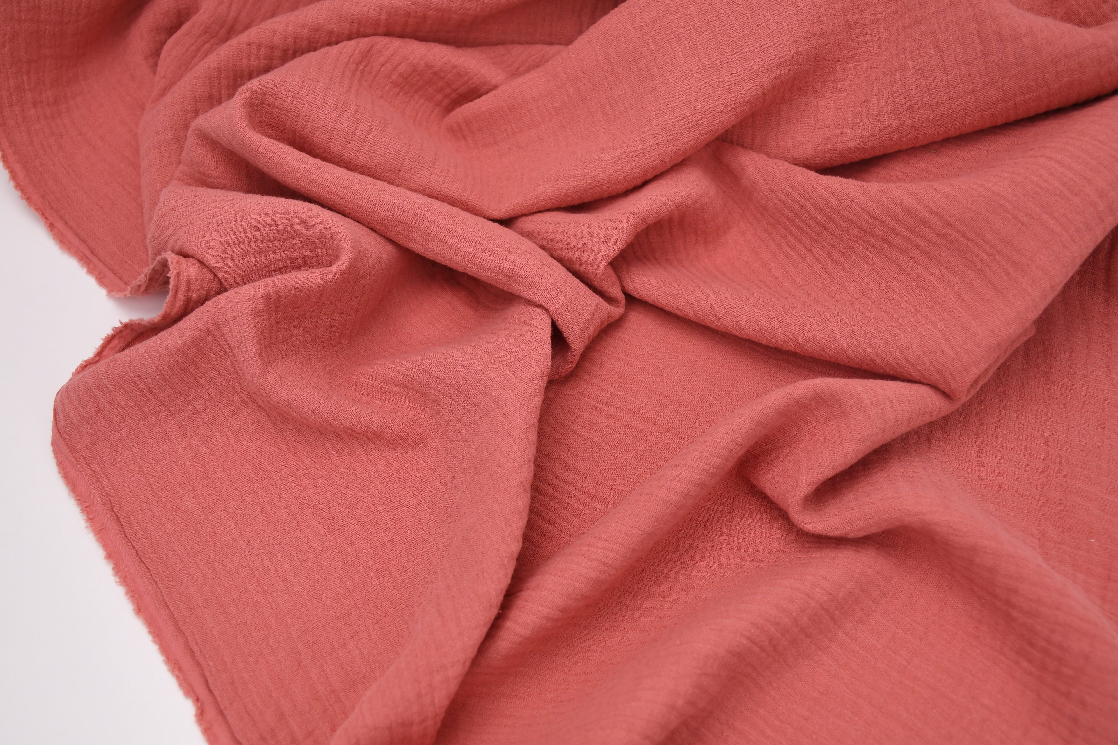 100% Cotton Double Gauze Muslin Fabric - Coral Pink