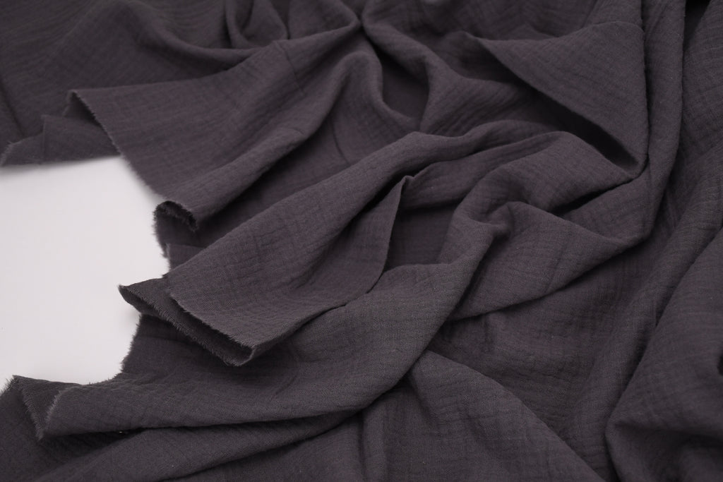 100% Cotton Double Gauze Muslin Fabric - Gunmetal