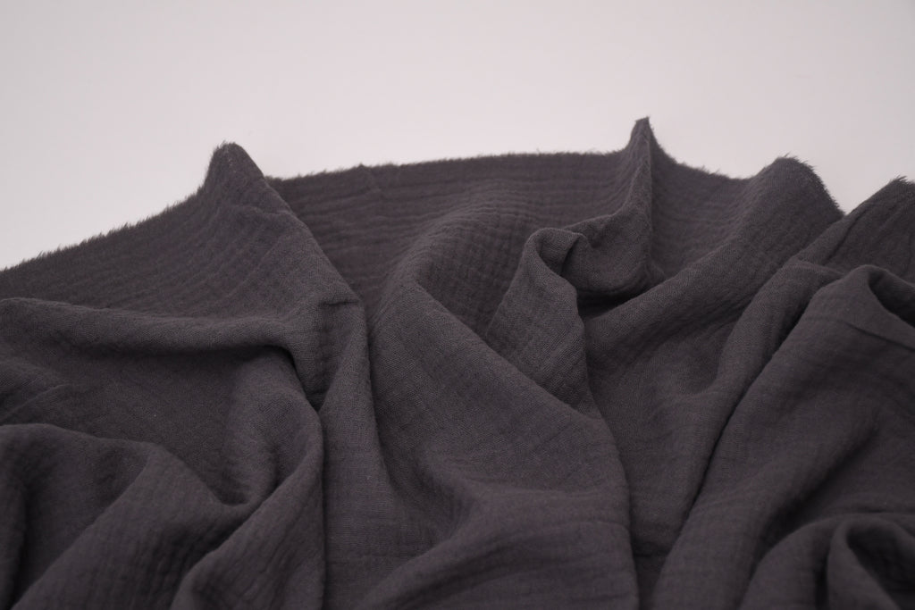 100% Cotton Double Gauze Muslin Fabric - Gunmetal