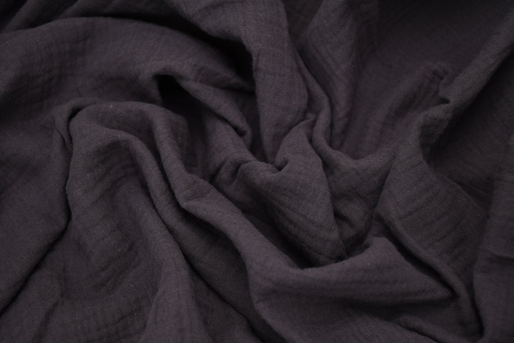 100% Cotton Double Gauze Muslin Fabric - Gunmetal