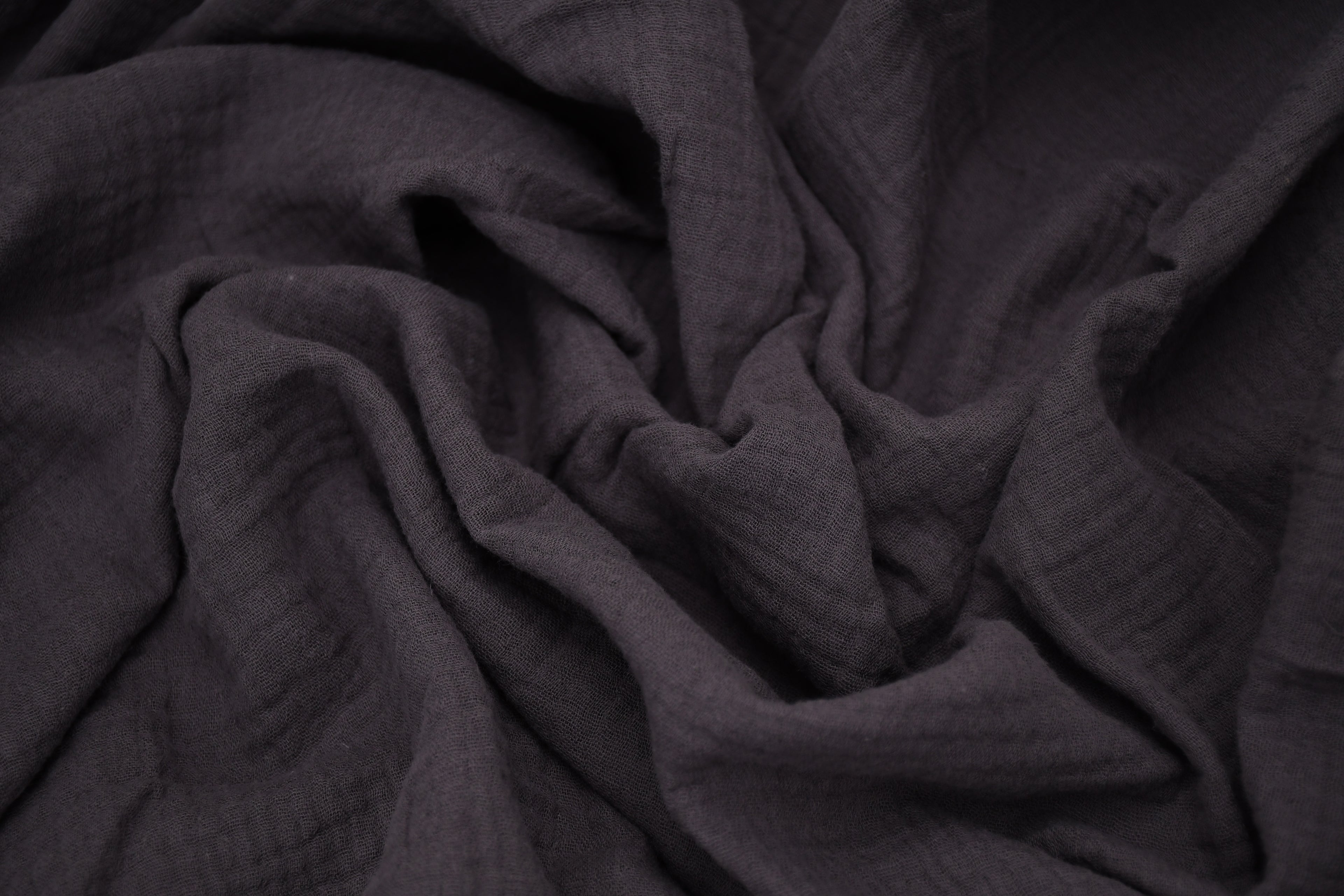 100% Cotton Double Gauze Muslin Fabric - Gunmetal