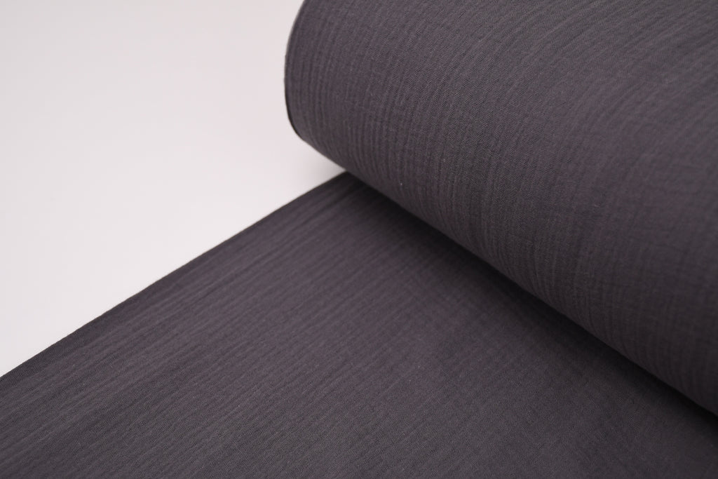 100% Cotton Double Gauze Muslin Fabric - Gunmetal