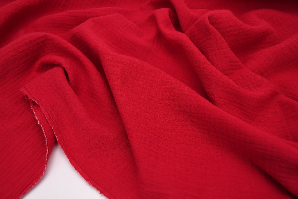100% Cotton Double Gauze Muslin Fabric - Red
