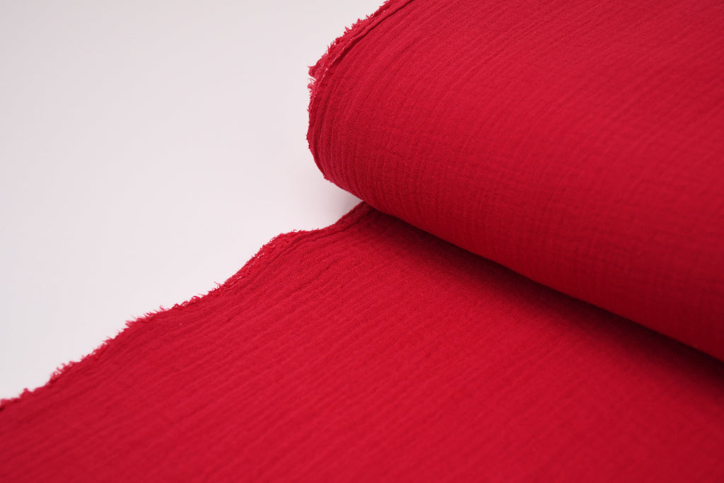 100% Cotton Double Gauze Muslin Fabric - Red