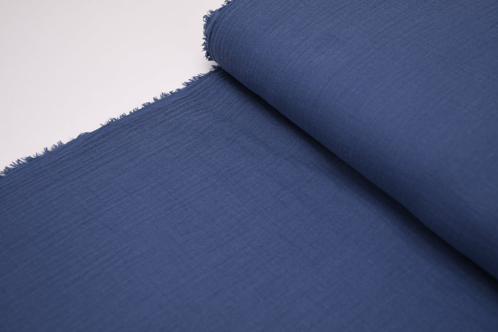 100% Cotton Double Gauze Muslin Fabric - Light Navy