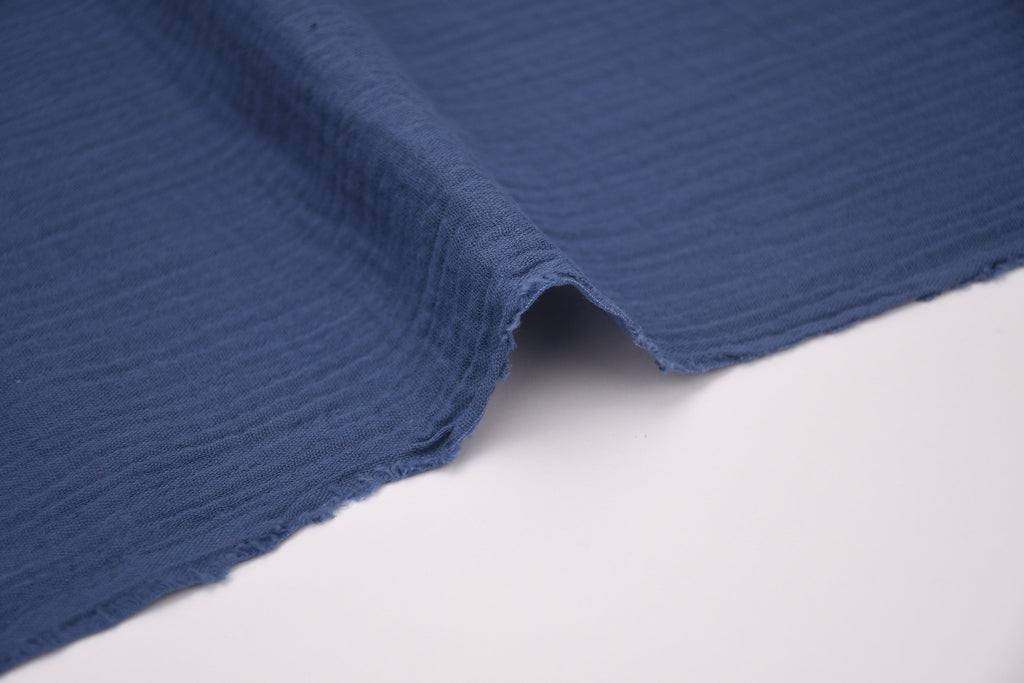 100% Cotton Double Gauze Muslin Fabric - Light Navy