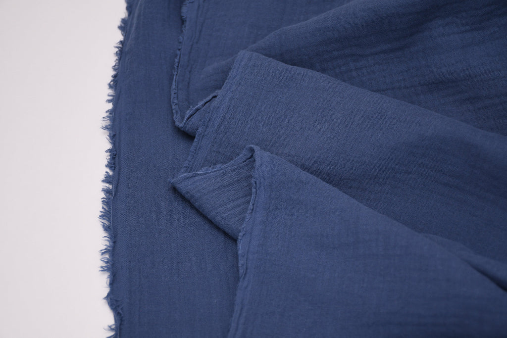 100% Cotton Double Gauze Muslin Fabric - Light Navy