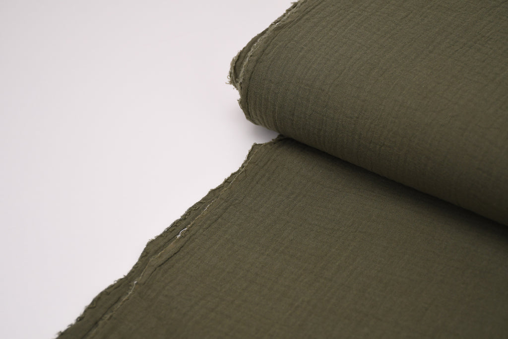 100% Cotton Double Gauze Muslin Fabric -  Olive