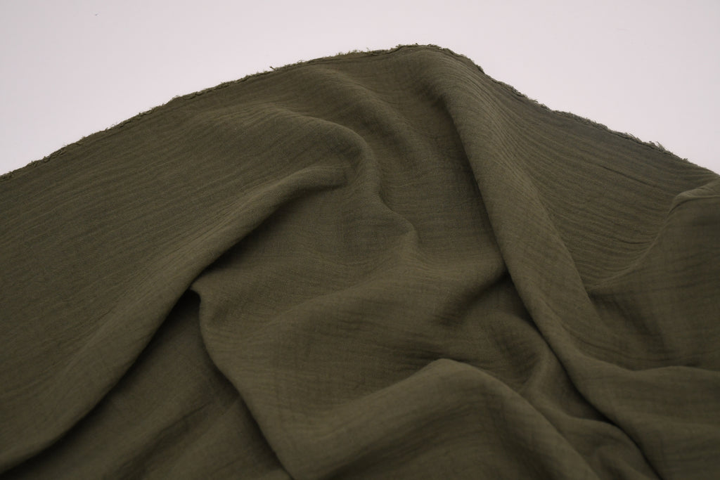 100% Cotton Double Gauze Muslin Fabric -  Olive
