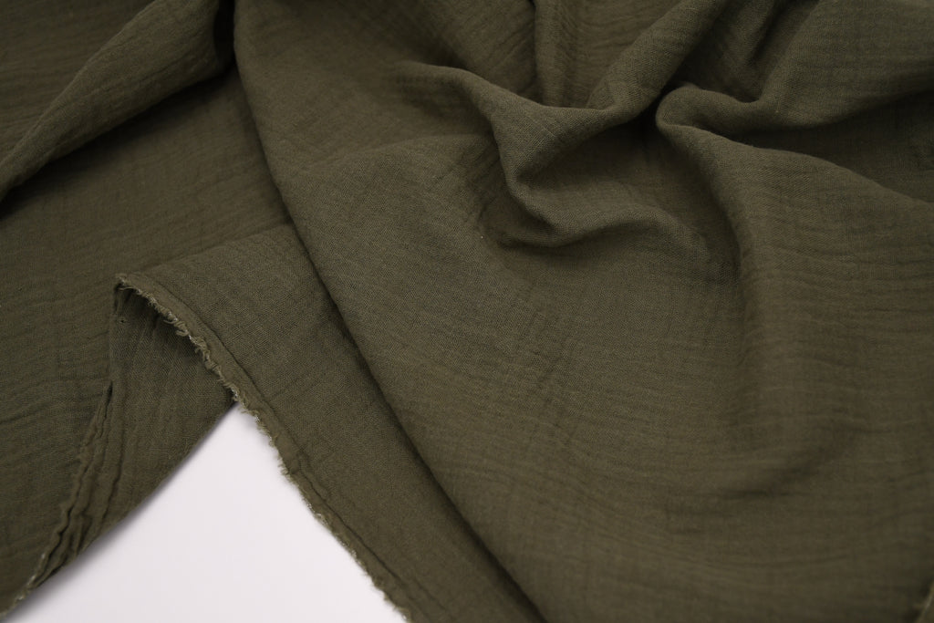 100% Cotton Double Gauze Muslin Fabric -  Olive