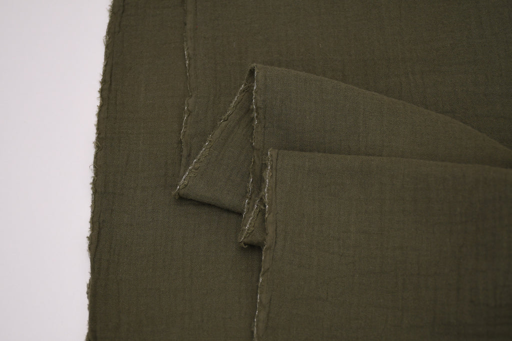 100% Cotton Double Gauze Muslin Fabric -  Olive
