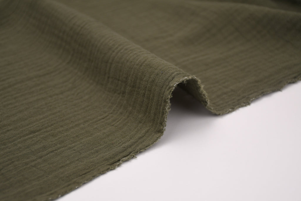 100% Cotton Double Gauze Muslin Fabric -  Olive