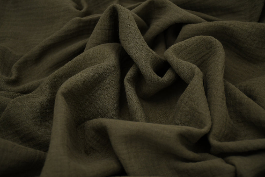 100% Cotton Double Gauze Muslin Fabric -  Olive