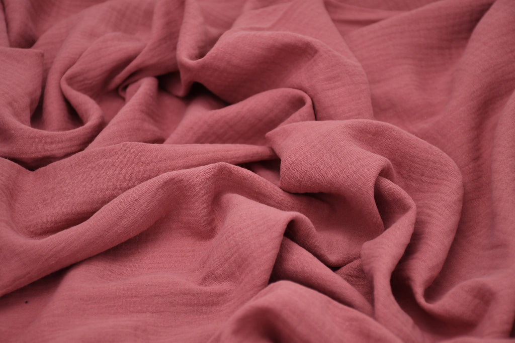 100% Cotton Double Gauze Muslin Fabric - Rose Berry