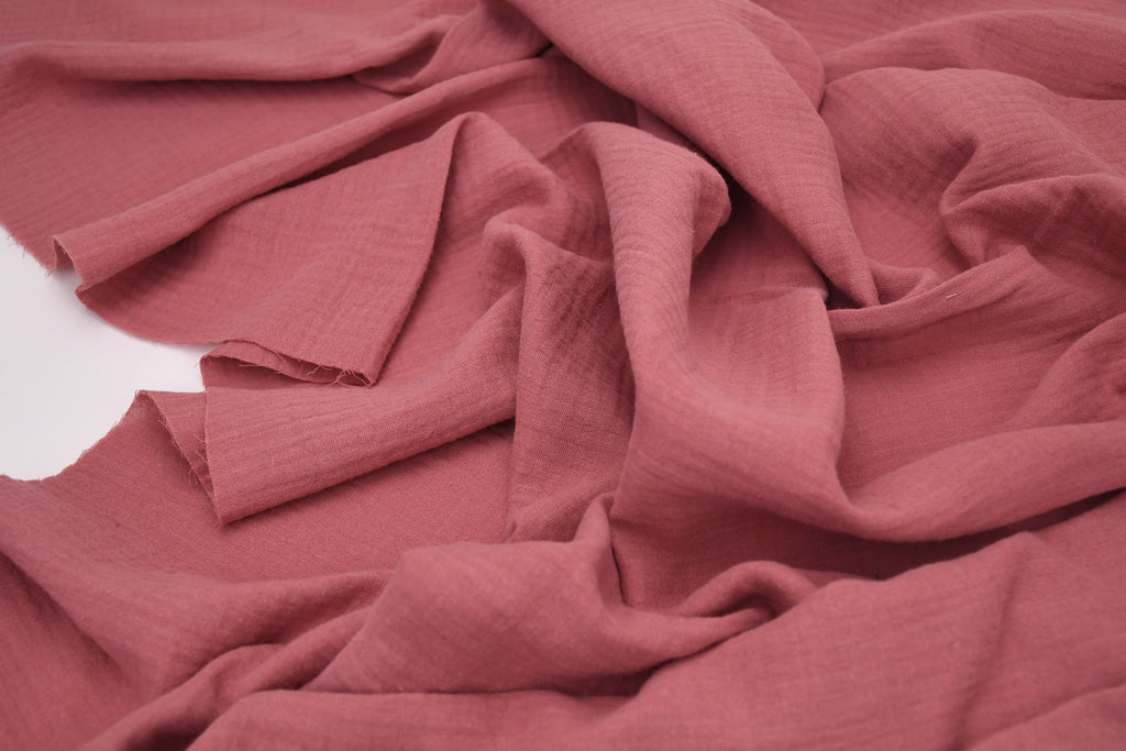 100% Cotton Double Gauze Muslin Fabric - Rose Berry