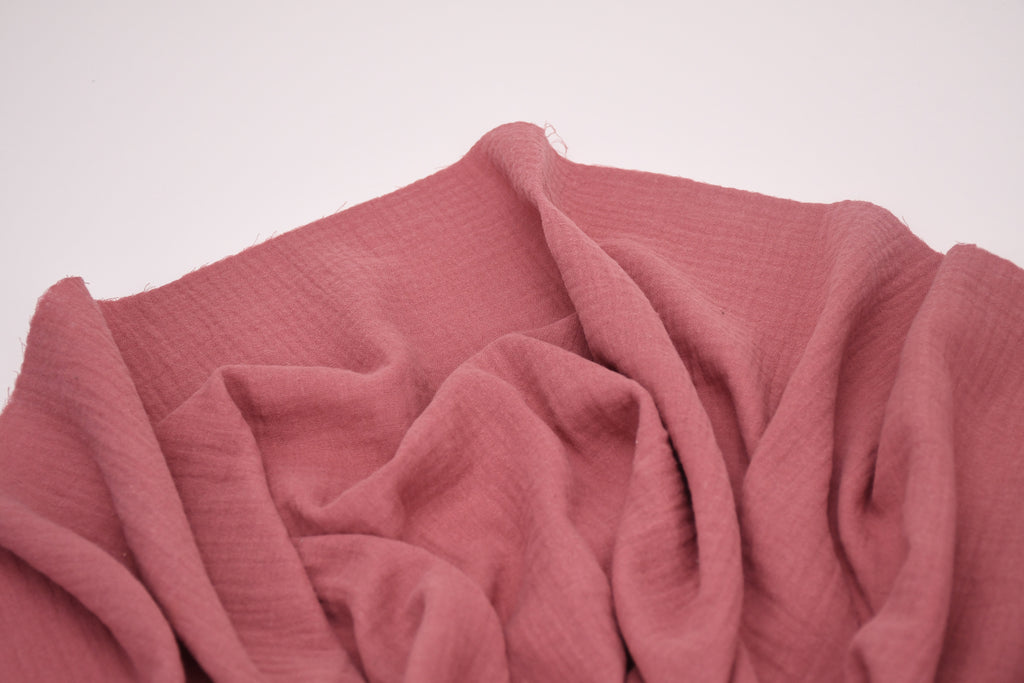 100% Cotton Double Gauze Muslin Fabric - Rose Berry