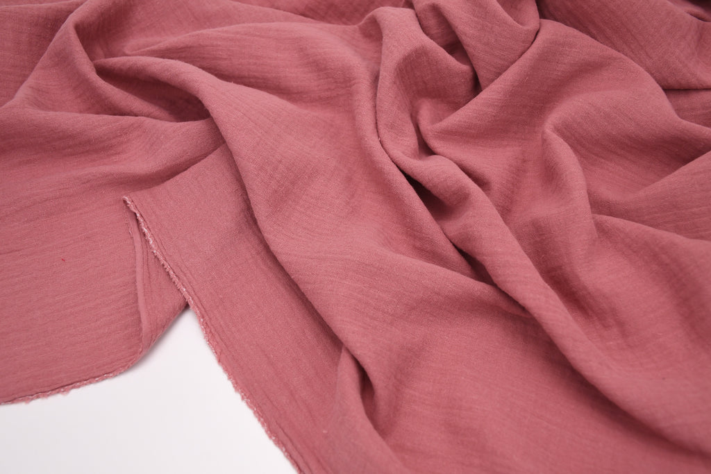 100% Cotton Double Gauze Muslin Fabric - Rose Berry