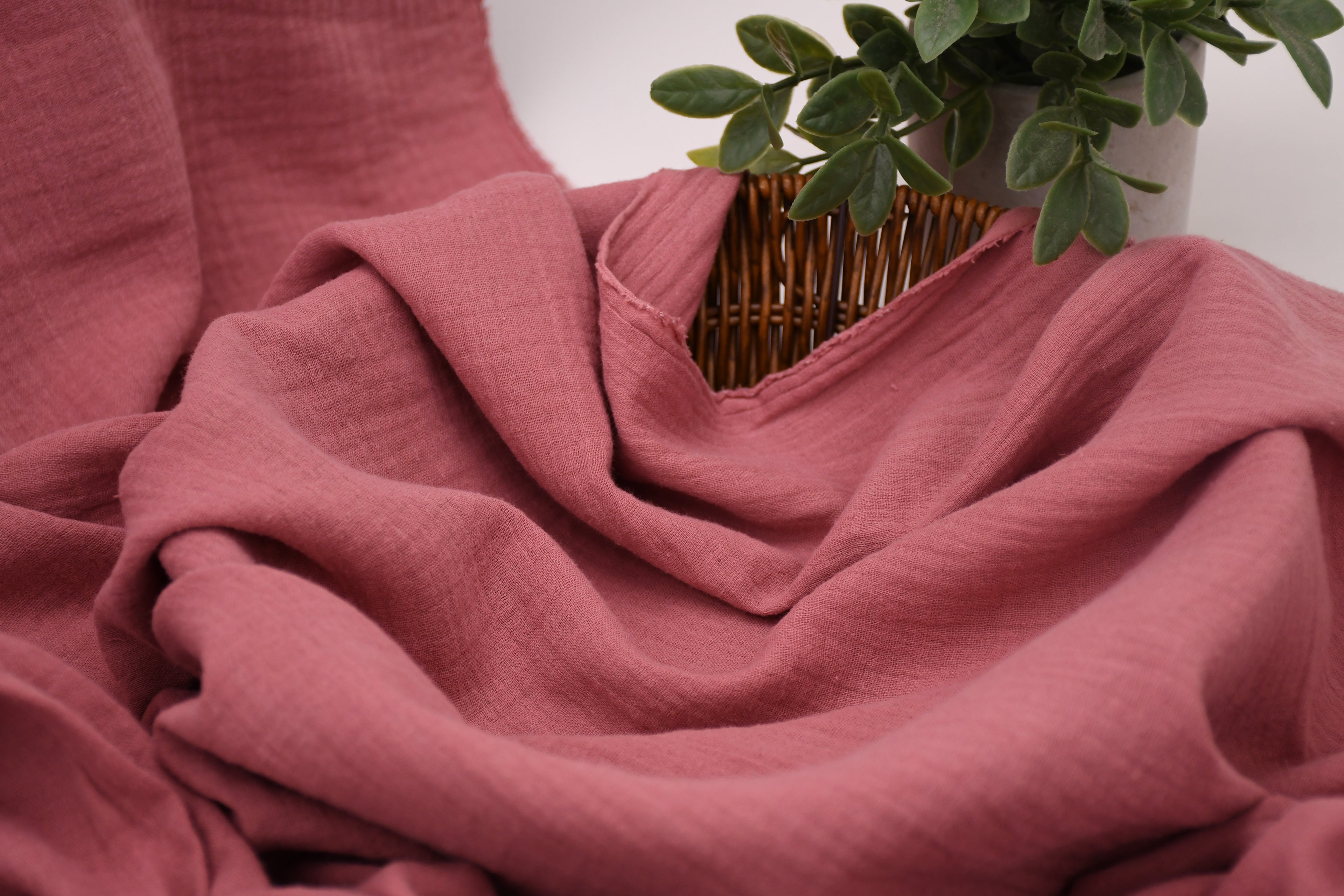 100% Cotton Double Gauze Muslin Fabric - Rose Berry