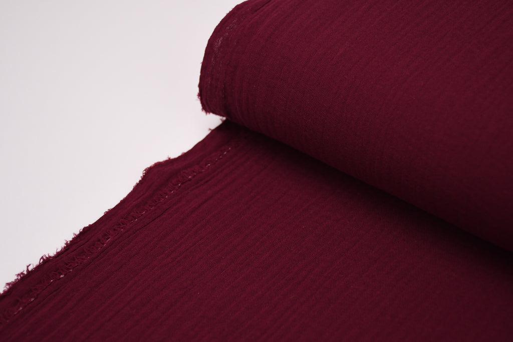 100% Cotton Double Gauze Muslin Fabric - Burgundy