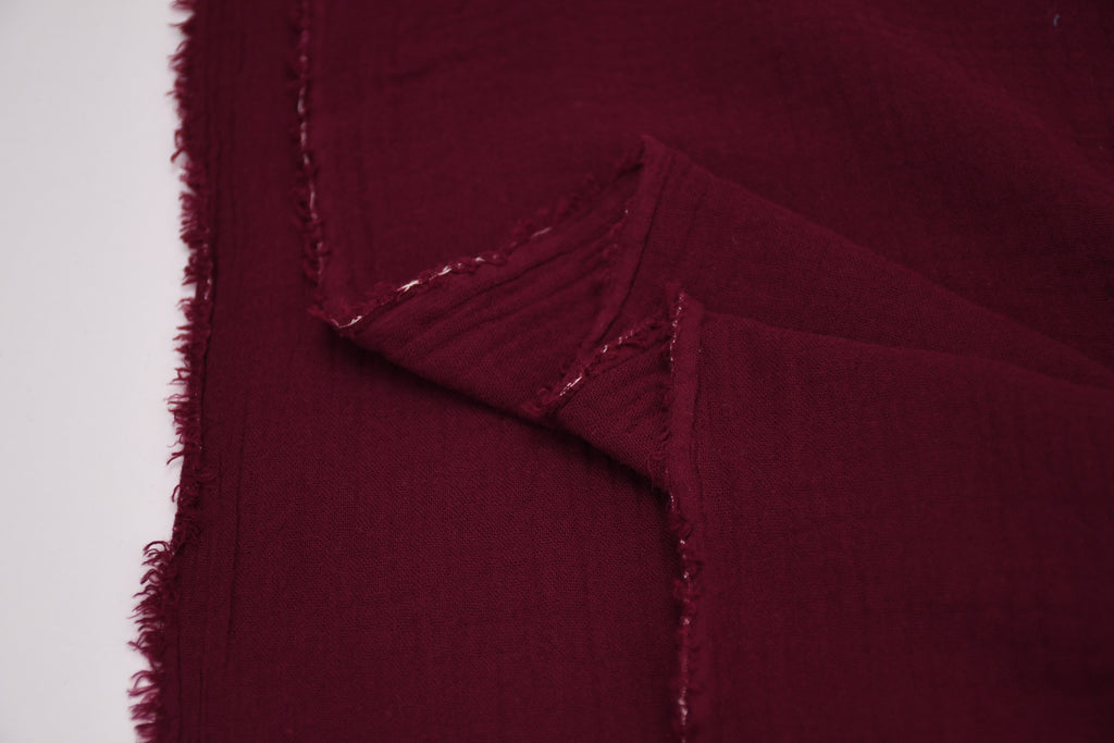 100% Cotton Double Gauze Muslin Fabric - Burgundy