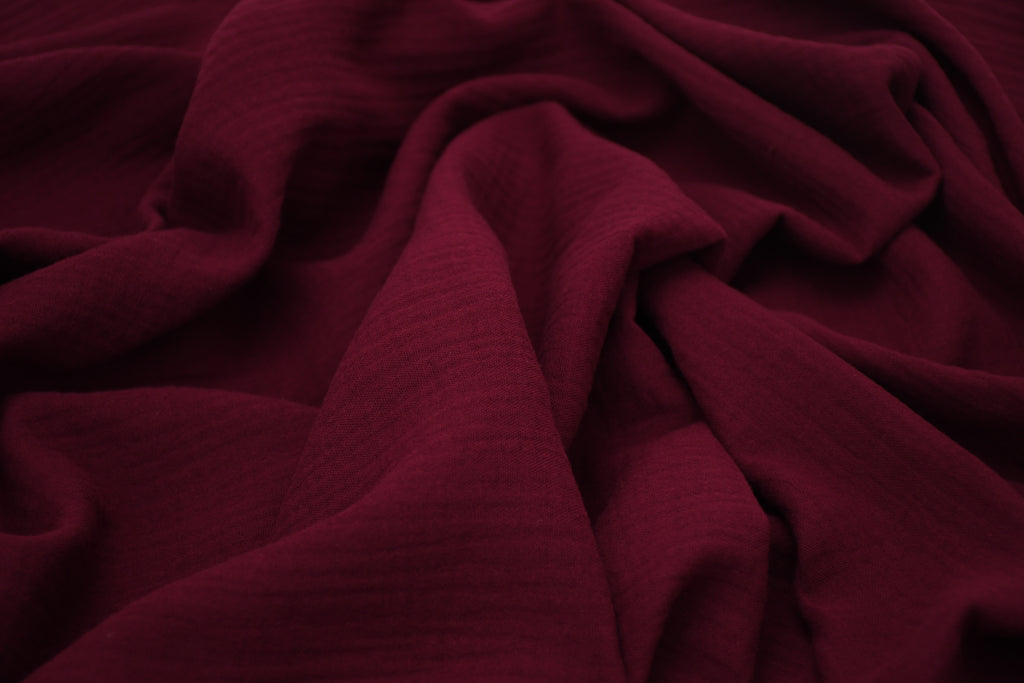 100% Cotton Double Gauze Muslin Fabric - Burgundy