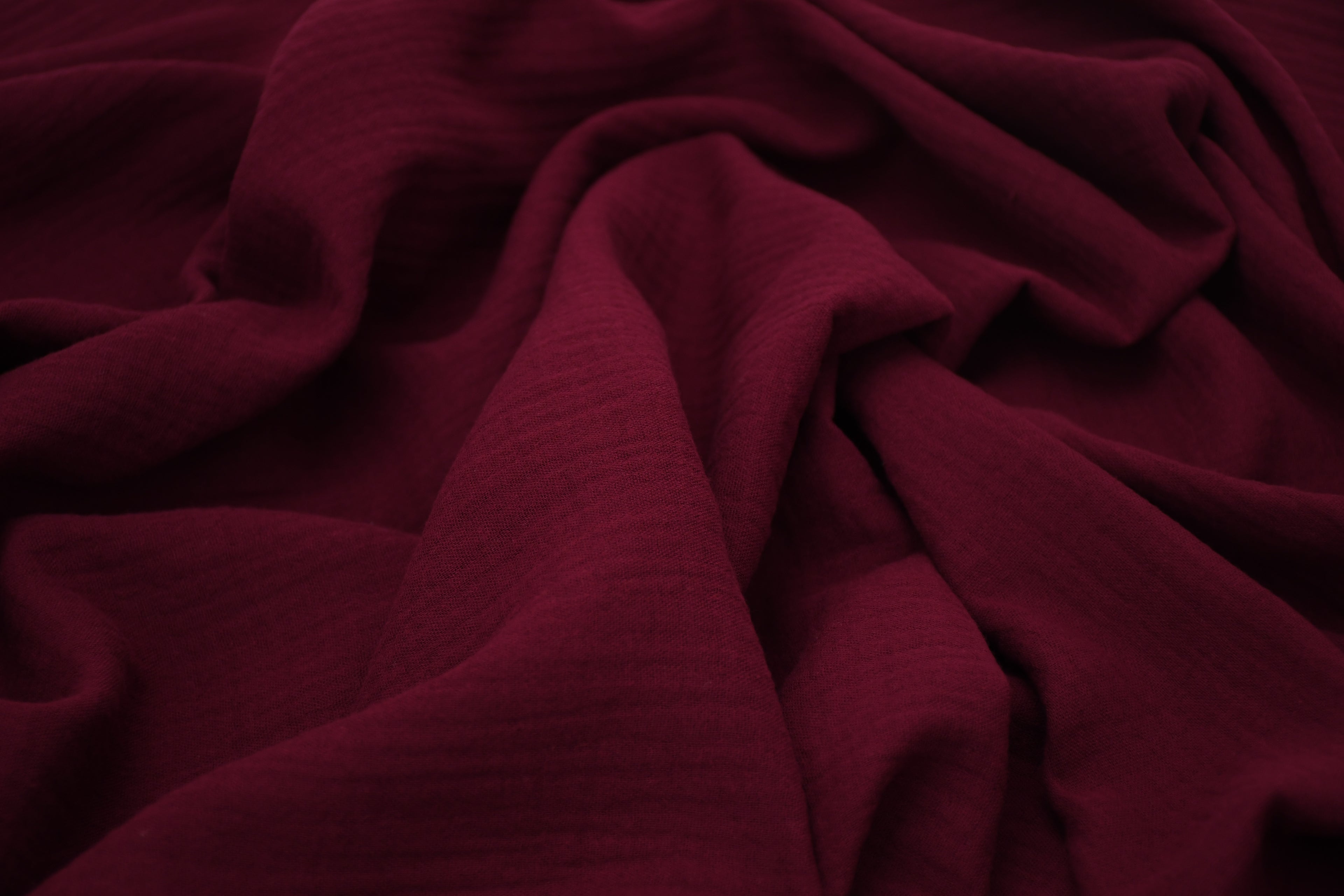 100% Cotton Double Gauze Muslin Fabric - Burgundy