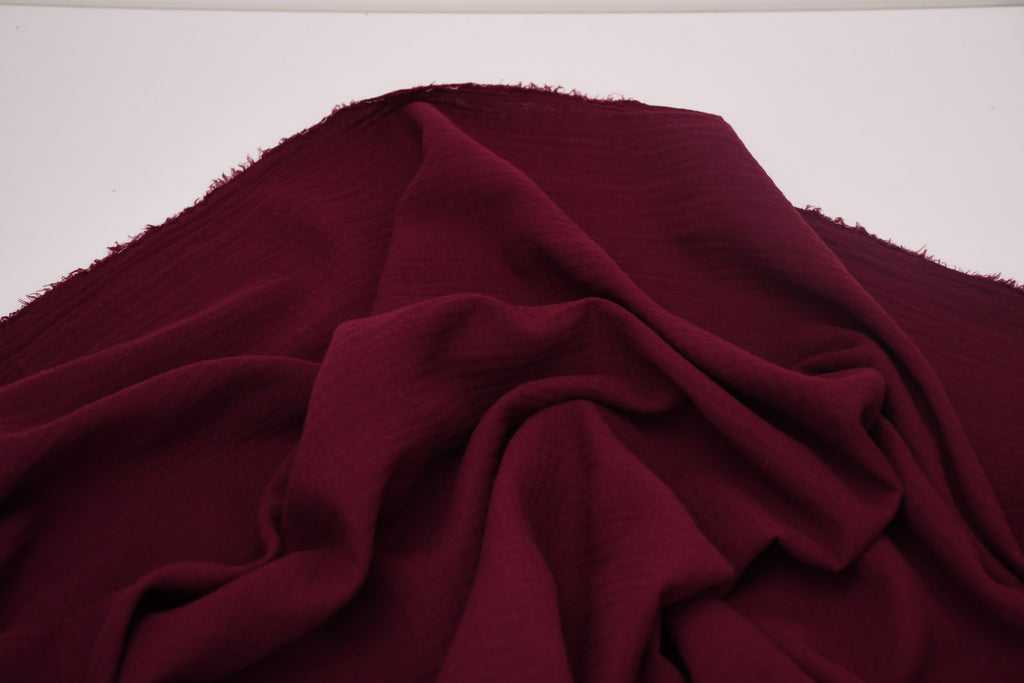 100% Cotton Double Gauze Muslin Fabric - Burgundy