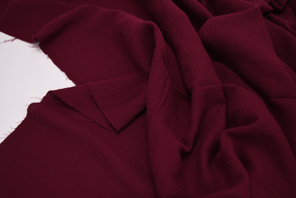 100% Cotton Double Gauze Muslin Fabric - Burgundy