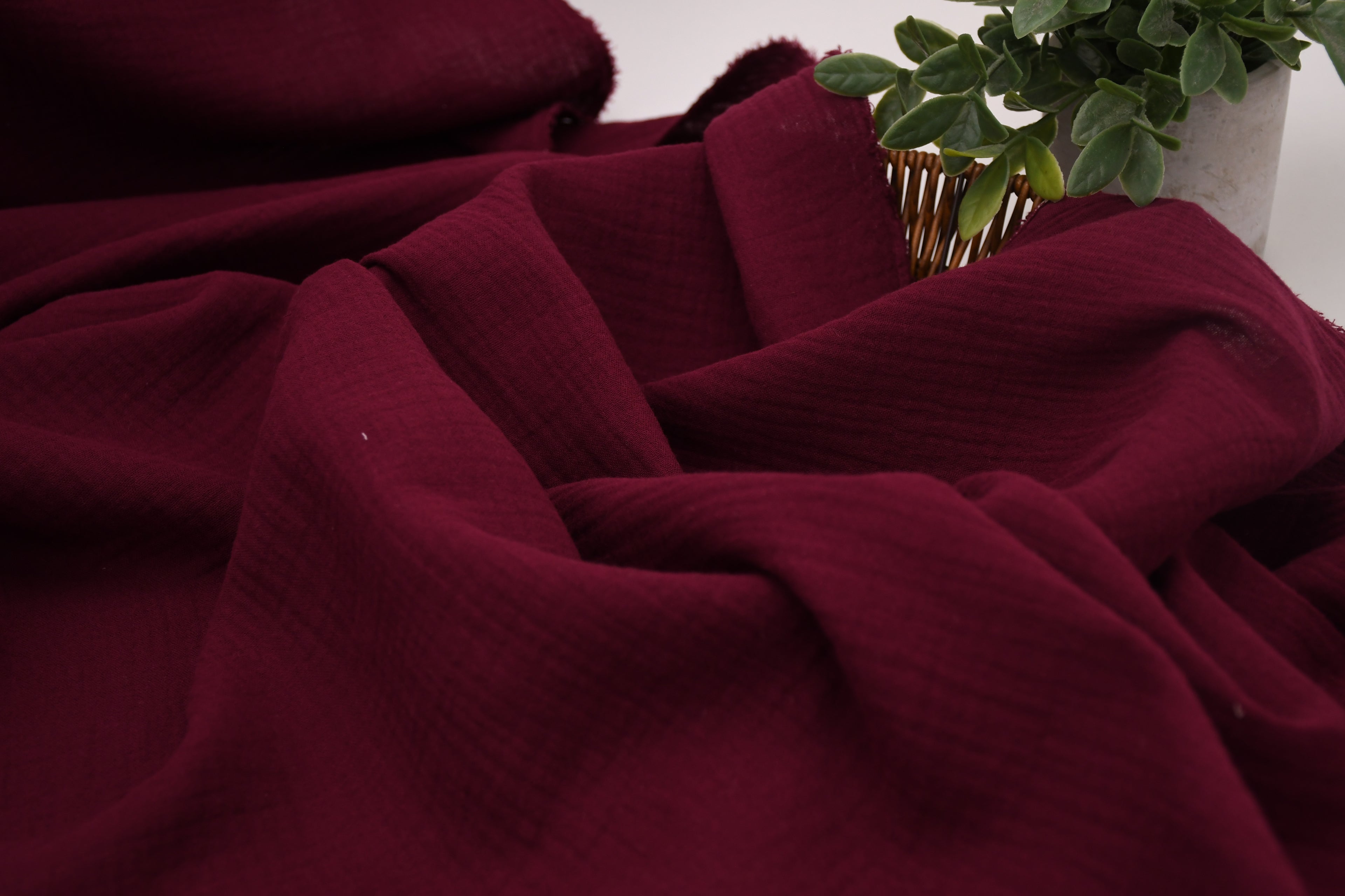 100% Cotton Double Gauze Muslin Fabric - Burgundy