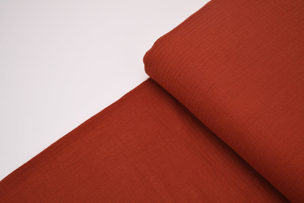 100% Cotton Double Gauze Muslin Fabric - Rust