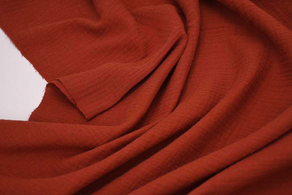 100% Cotton Double Gauze Muslin Fabric - Rust
