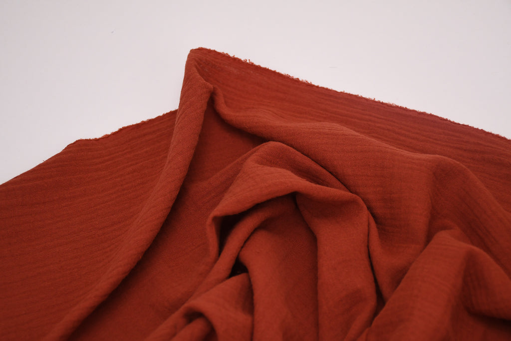 100% Cotton Double Gauze Muslin Fabric - Rust