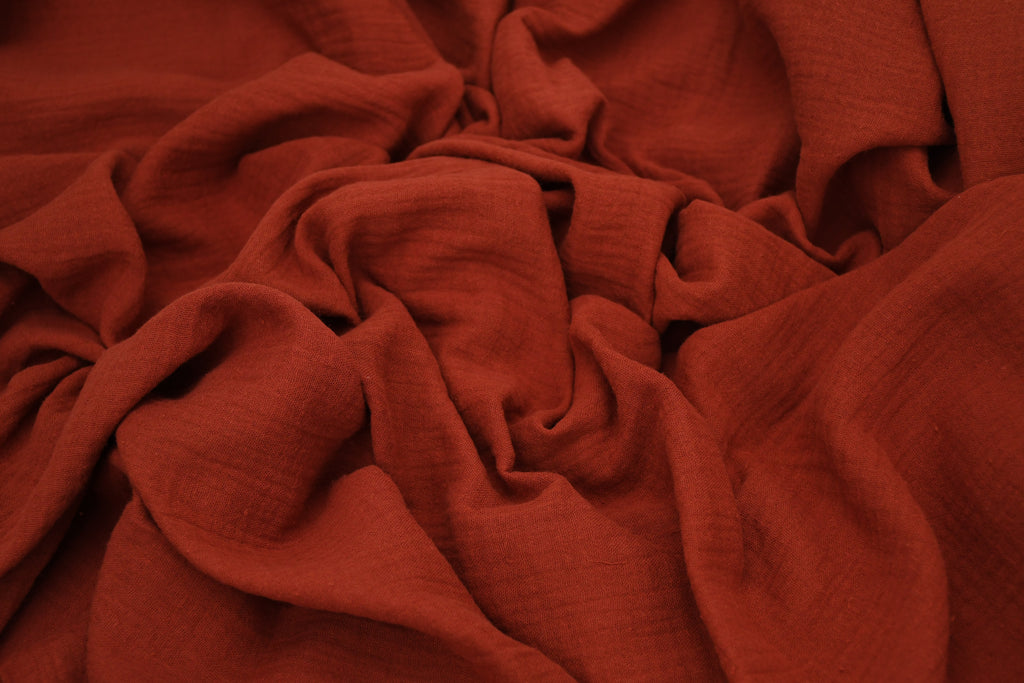 100% Cotton Double Gauze Muslin Fabric - Rust