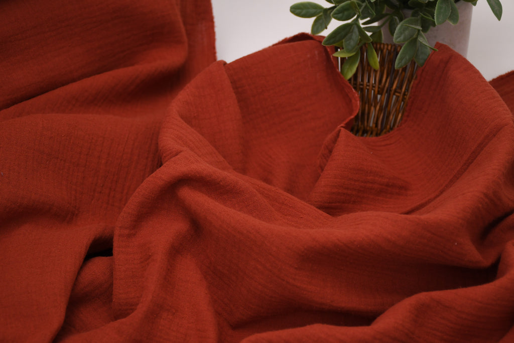 100% Cotton Double Gauze Muslin Fabric - Rust