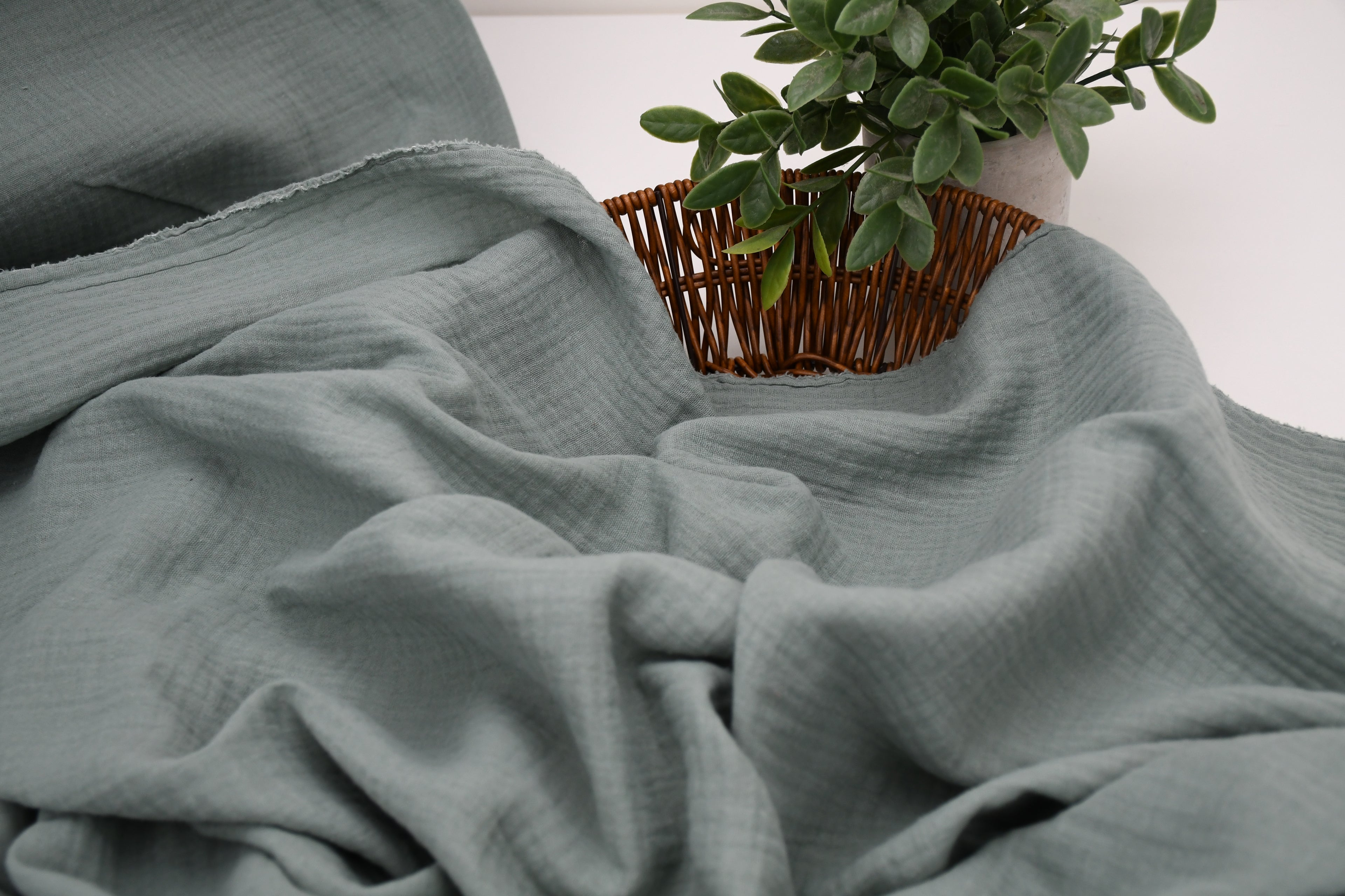 100% Cotton Double Gauze Muslin Fabric -  Sage
