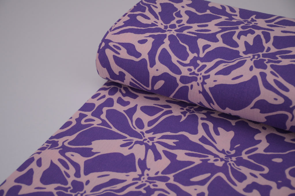 100% Cotton Muslin Double Gauze Print - Wisteria Bloom